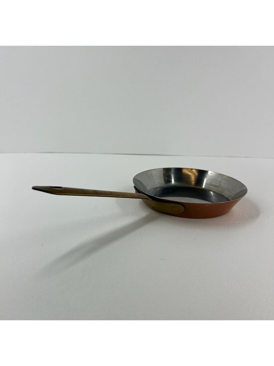 Unbranded Other - VTG Copper Frying Pan 6" Mini Skillet Brass Handle Stainless Steel Lining Round